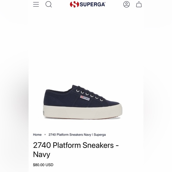 Superga Shoes - Superga Navy Platform Sneakers